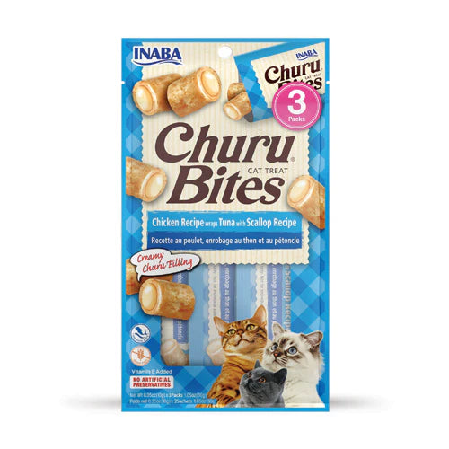 🐱🍫 Churu Bites Snacks para Gato — Premio Crujiente con Relleno Cremoso de Pollo y Atún